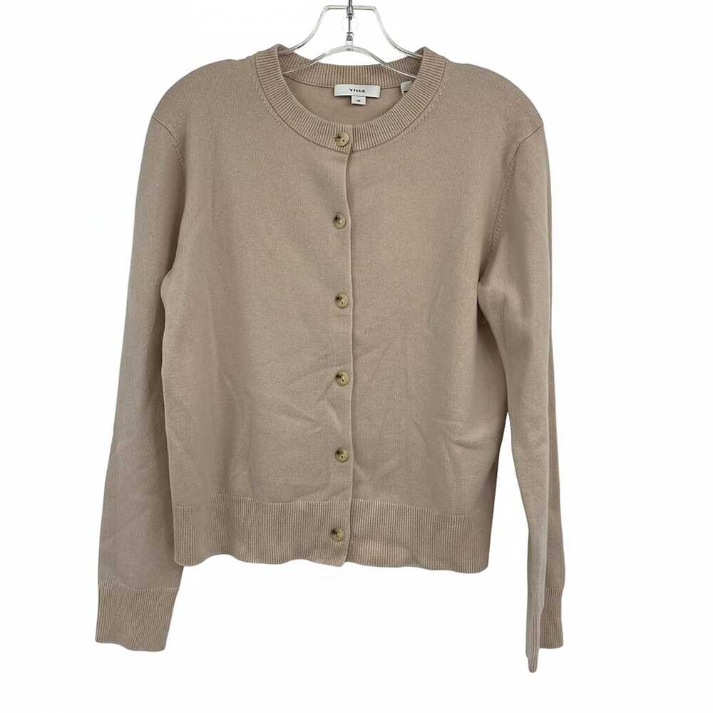 Vince Beige Ribbed Cardigan | Womens S